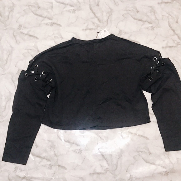 Zara Long Sleeve Crop Top (Charcoal) Size S - Picture 3 of 3